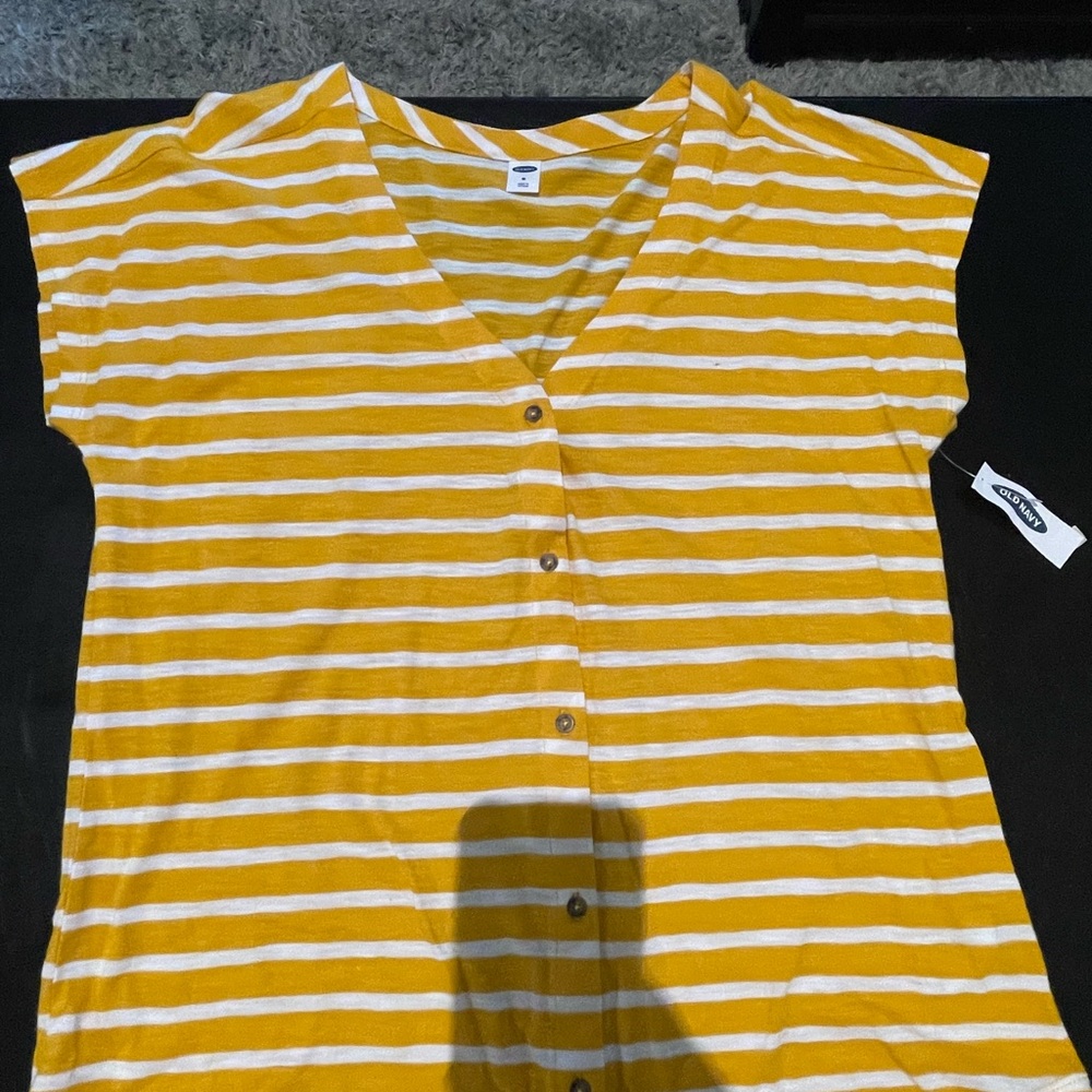 Old Navy Mustard and White Striped Top